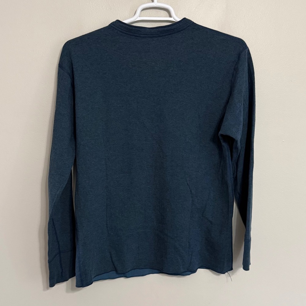 LL Bean Mens Large Blue River Driver Wool Blend Two Layer Henley Sweater - Picture 3 of 8